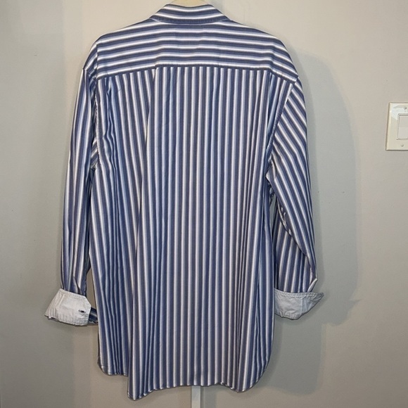 Banana Republic Blue Striped Button-down Shirt with Contrasting Cuffs Size XL - Picture 6 of 6